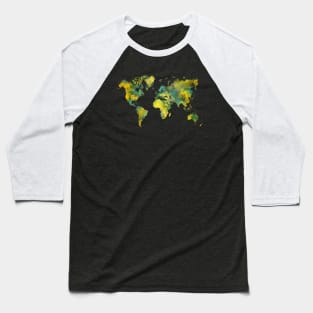 world map green yellow Baseball T-Shirt